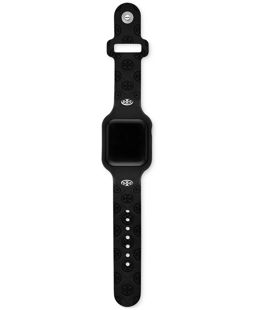 Tory Burch The T Monogram Black Silicone Strap For Apple Watch 41mm