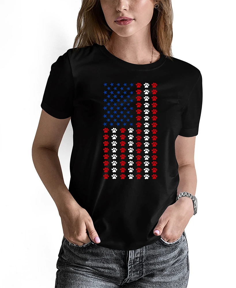 La Pop Art Women's Paws Flag Crew Neck T-Shirt