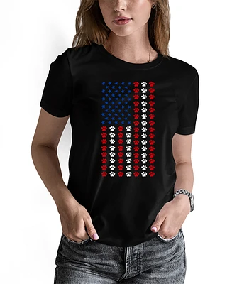 La Pop Art Women's Paws Flag Crew Neck T-Shirt