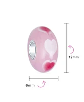 Bling Jewelry Heart Love Black, Pink or Red Murano Glass .925 Sterling Silver Bead Charm