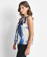 Dkny Women's Printed V-Neck Sleeveless Top