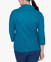 Ruby Rd. Petite Split Cowl Neck Sequin Knit Top