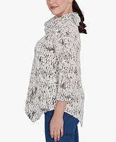 Ruby Rd. Petite Split Cowl Neck Chenille Jacquard Knit Top