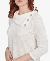 Ruby Rd. Petite Split Cowl Neck Chenille Shine Knit Top