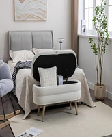 Slickblue Storage Bench with Wood Legs for Living Room and Bedroom Stylish Indoor Seating Solution