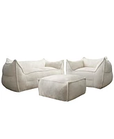 Maison Boucle Set Of 3 Teddy Fabric Bean Bag Set,Living Room Set-Maison