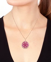 Effy Ruby (2-3/4 ct. t.w.) & Diamond (5/8 ct. t.w.) Mandala 18" Pendant Necklace in 14k Rose Gold