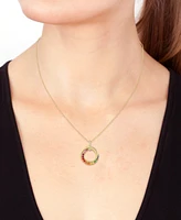 Effy Multi-Gemstone (1/2 ct. t.w.) & Diamond (1/10 ct. t.w.) Swirl Circle 18" Pendant Necklace in 14k Gold