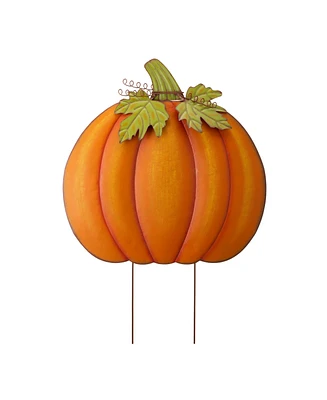 Glitzhome 37.5"H Fall Oversized Metal Pumpkin Yard Stake or Wall Decor