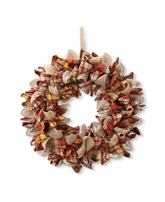 Glitzhome 18.5"D Fall Plaid Wreath