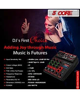 5 Core Audio Interface Mixer 4 Channel Pc Xlr Bluetooth Usb Dj Music Podcast Karaoke Sound Board Mx 4CH