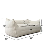 Maison Boucle Upholstered Teddy Fabric Bean Bag Loveseat Sofa-Maison