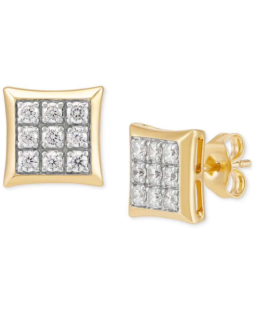 Grown With Love Men's Lab Grown Diamond Square Cluster Stud Earrings (1/2 ct. t.w.) in 10k Gold