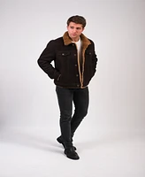 Furniq Uk Men's Casual Jacket, Washed Brown With Ginger Curly Wool