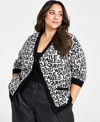 Nina Parker Trendy Plus Jacquard Boyfriend Cardigan