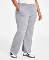 Nina Parker Trendy Plus Size Rib-Knit Sweater Pants