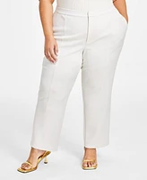 Nina Parker Trendy Plus Scuba Straight-Leg Pull-On Pants