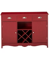 Kings Brand Furniture Buffet Server Console Table With Wine Storage (Red)