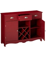 Kings Brand Furniture Buffet Server Console Table With Wine Storage (Red)