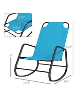 Simplie Fun Garden Rocking Chair, Outdoor Indoor Sling Fabric Rocker for Patio, Balcony, Porch, Light Blue