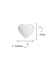 Bling Jewelry Simple Plain Initial Heart Shape Stud Earrings .925 Sterling Silver