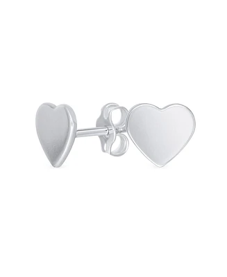 Bling Jewelry Simple Plain Initial Heart Shape Stud Earrings .925 Sterling Silver