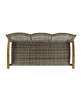 Simplie Fun Hampton Wood + Wicker 3 Seater