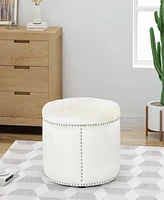 Simplie Fun Luxurious Velvet Ottoman with Studded Rim for Comfort and Style