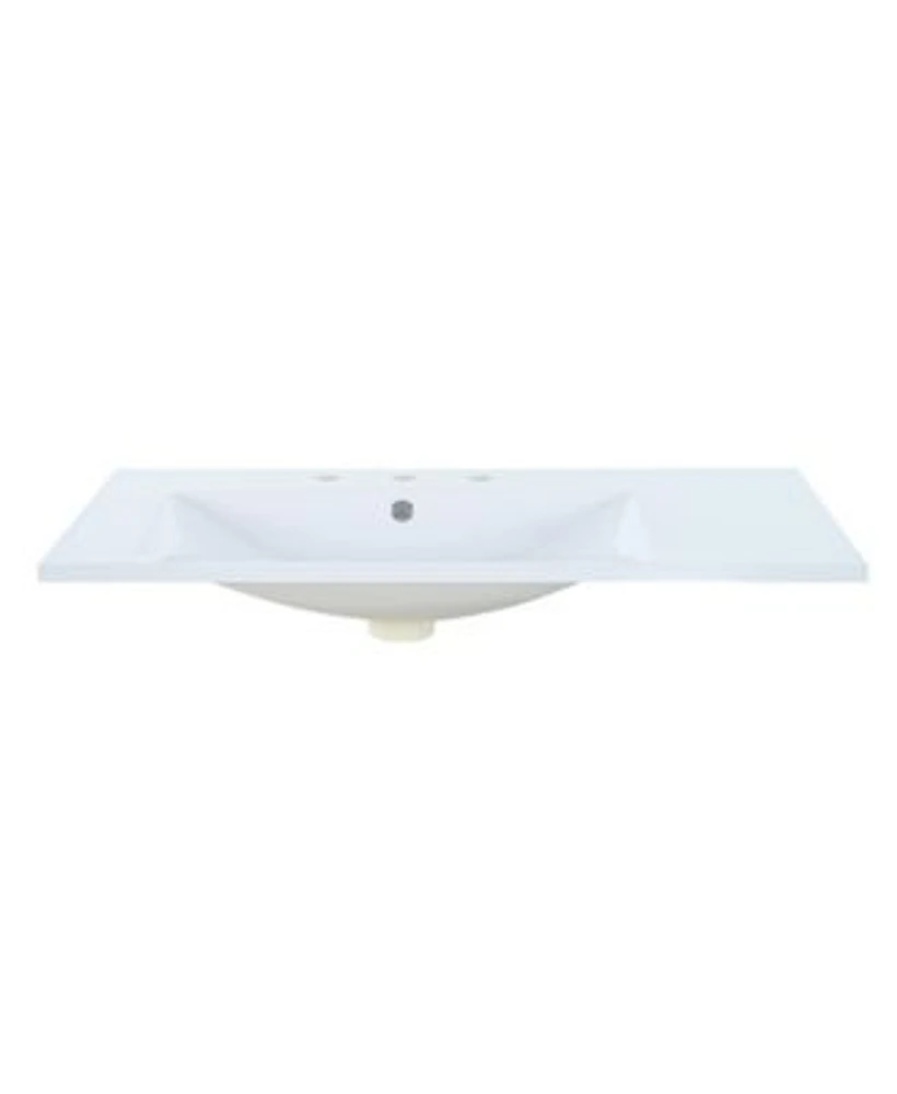 Streamdale Furniture 36 Single Bathroom Basin Sink Left Offset Sink Vanity Top Only 3 Faucet Holes Resin