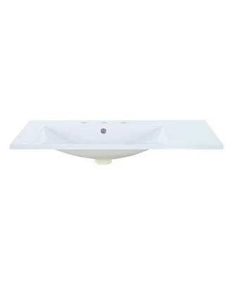 Streamdale Furniture 36 Single Bathroom Basin Sink Left Offset Sink Vanity Top Only 3 Faucet Holes Resin