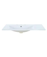 Streamdale Furniture 36 Single Bathroom Basin Sink Left Offset Sink Vanity Top Only 3 Faucet Holes Resin