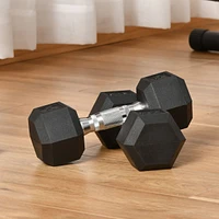 Streamdale Furniture 2 x 15lbs Hex Dumbbell Set of 2, Rubber Weights Exercise Fitness Dumbbell with Non-Slip Handles, Anti