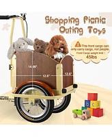 Streamdale Furniture Foldable Tricycle for Kids Ages 6-12,Mini Cargo Bike, Pet Bike, Reverse Tricycle, Outdoor Parent