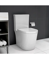 Small Compact One Piece Toilet Dual Flush,23 inch Short Depth for Tiny Bathroom, White