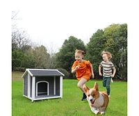 Outdoor Wooden Dog House, Waterproof Dog Cage, Windproof and Warm Dog Kennel, Dog Crates for Medium Dogs Pets Animals Easy to Assemble