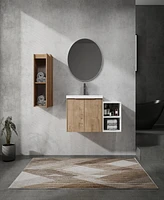 36" Wall-Mounted Bathroom Vanity With Sink and Side Cabinet