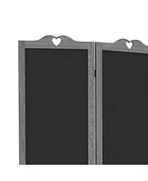 Streamdale Furniture 4-Panel Folding Room Divider with Blackboard, 5.5 Ft Tall Freestanding Privacy Screen Panels for Bedroom or Office, Gray