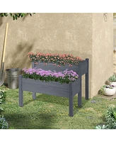 Simplie Fun 34"x34"x28" Raised Garden Bed, 2-Tier Elevated Wood Planter Box for Backyard, Patio to Grow Vegetables, Herbs, and Flowers, Gray