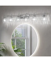 gaomon Modern Glass Bathroom Vanity Lights Chrome Bathroom Light fixtures Crystal Vanity Shower Lights Over Mirror Wall Mount Lighting Fixture for Hal