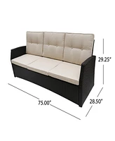 Weather-Resistant 3-Seater Outdoor Sofa With Steel Frame And Water-Repellent Cushions