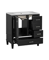 30" Bathroom Vanity, Modern Bathroom Cabinet with Sink Combo Set, Bathroom Storage Cabinet with a Soft Closing Door and 3 Drawers, Solid Wood Fra