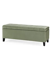 Streamdale Furniture Tufted Velvet Storage Ottoman with Lift-Top and Waffle Stitching