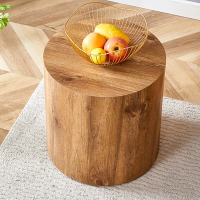 Streamdale Furniture The cylindrical table with its patterned design can be easily integrated into a variety of interior styles, from coffee tables to