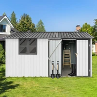 Streamdale Furniture Metal garden sheds 10ftx12ft outdoor storage sheds white+grey with window