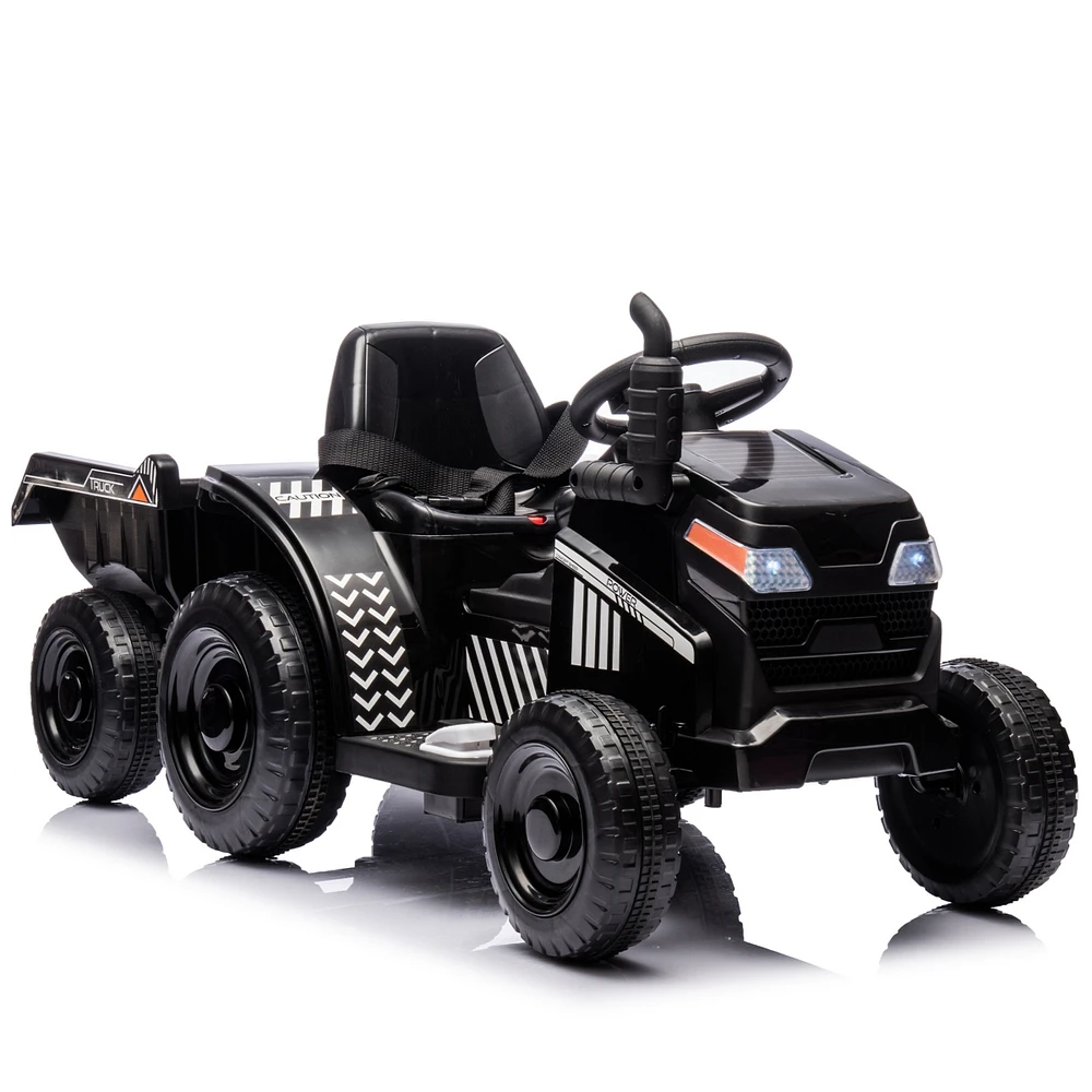 Simplie Fun 12V Kids Ride On Electric Tractor Black Knight, Kids Ride On Toy.2WD, Non