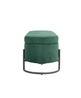 Storage Ottoman, Bedroom End Bench, Upholstered Fabric Storage Ottoman with Safety Hinge, Entryway Padded Footstool