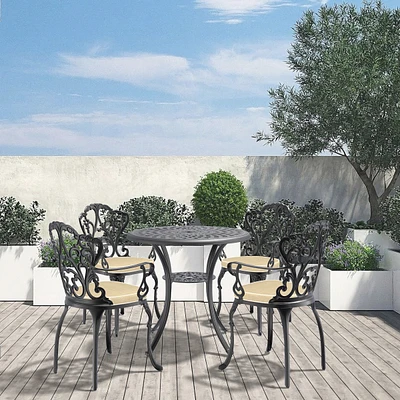 Streamdale Furniture (Cushions In Random Colors)5-Piece Set Of Cast Aluminum Patio Furniture With Cushions