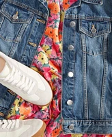 On 34th Womens Denim Trucker Jacket Floral Midi Dress Drop Earrings Low Top Sneakers Created For Macys