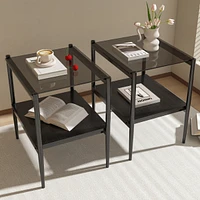 Streamdale Furniture Set of 2 Rectangle End Table, Tempered Glass Tabletop with Mdf layer, Modern Table for Living Room, Gray Glass