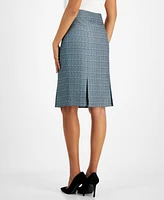 Kasper Women's Pleated Slim-Fit Tweed Pencil Skirt